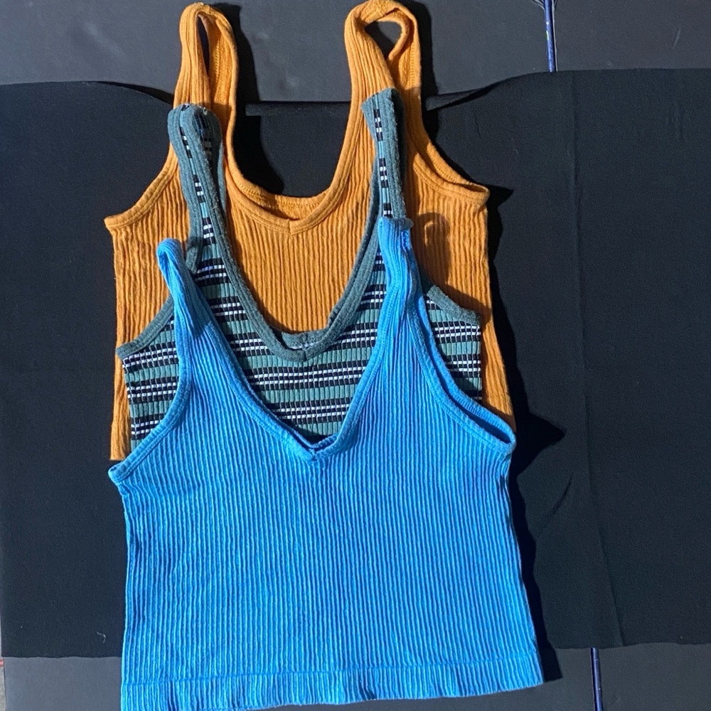 Urban Outfitters Ribbed Tank Tops - Blue and Orange